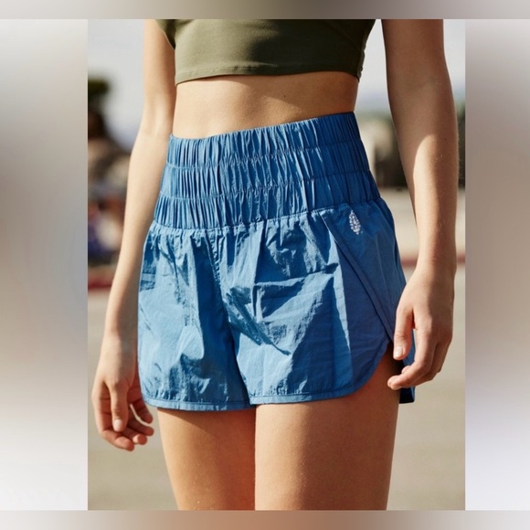 FP Movement by Free People Pants - Free People Movement The Way Home Running Shorts w/High Smocked Waist, Size M